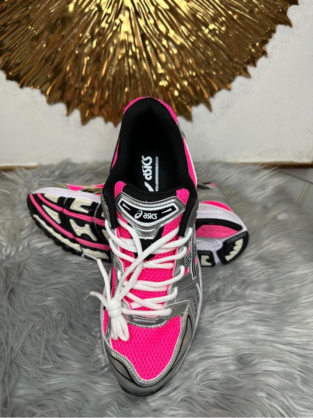 ASICS Women's Hot Pink and Silver Athletic Running Shoes